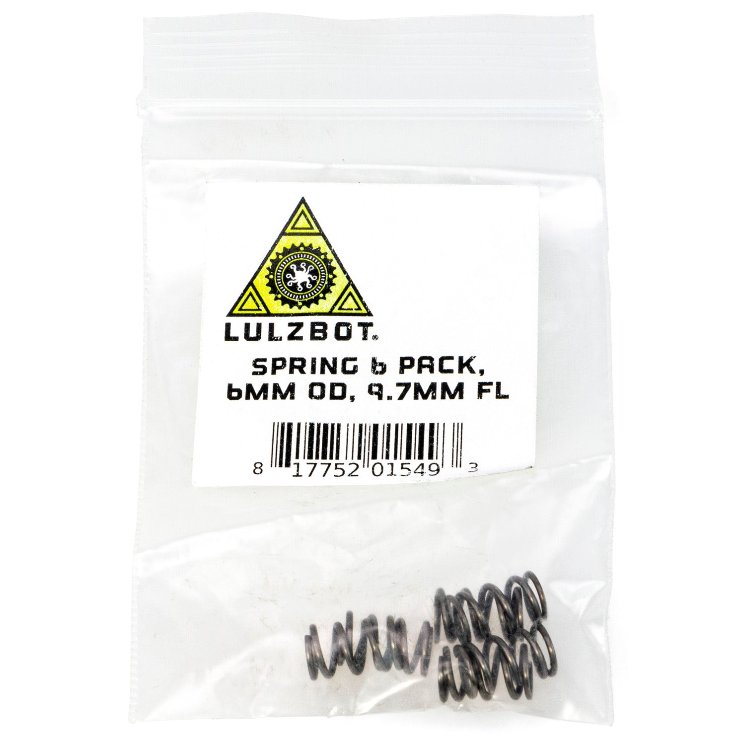 Spring, Extruder, 6mm OD, 0.8mm WD, 9.7mm FL, 6 pack